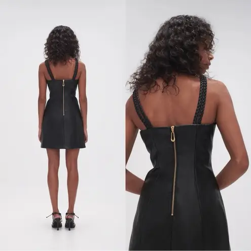NWT Aje Vegan Leather Osa Braided Mini Dress Black sz 6