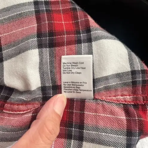 Jachs Girlfriend Pearl Snap Plaid Flannel Shirt – Red/White, Size S