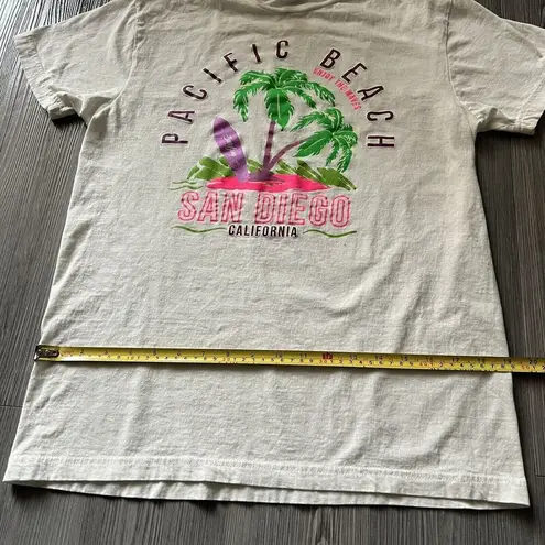Pacific Beach San Diego Shirt Womens Medium White With Neon Cotton Tee