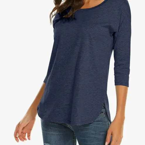 π΅ Sherosa Blue 3/4 Sleeve Tunic Tee Size S Soft Knit