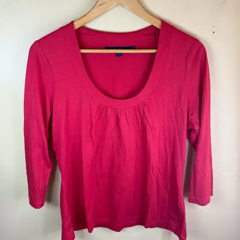 Boden Womens Scoop Neck Classic 3/4 Sleeve Shirt Size 16 Layering Capsule Piece Pink