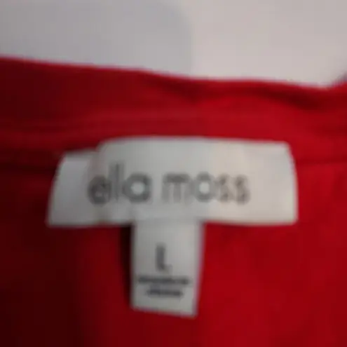 Ella Moss Valentine Red Love Embroidery Short Sleeve Casual Cotton Tee Shirt Top