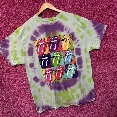 The Rolling Stones Hot Lips Warhol Pop Art Rock Tie Dye L