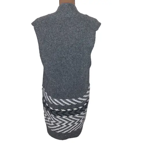 White + Warren soft alpaca jacquard longline patterned vest size XS Gray