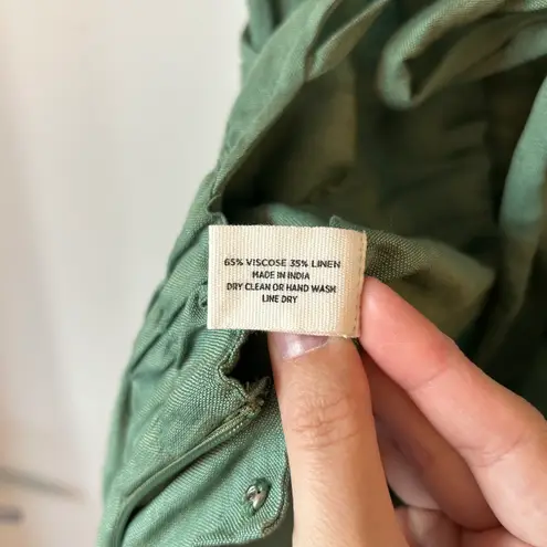 Rujuta Sheth Saturday Sage Green Linen Wide Leg Jumpsuit Size S NWOT