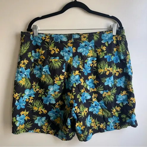 Jones New York Vintage Y2K   Sport Cotton Linen High Waist Floral Shorts Plus 14W