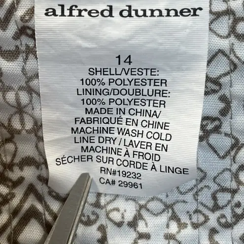 Alfred Dunner Womens 14 Jacket Quilted Reversible Open Front Blue Brown