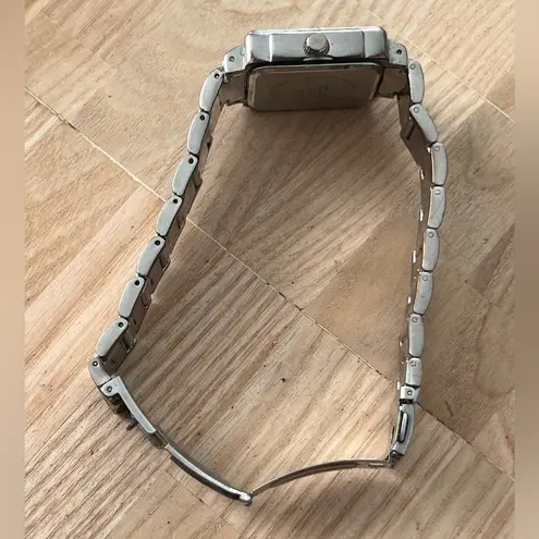 Decade Pearl and Crystal Ladies Watch Square Dial Metal Bracelet Silver