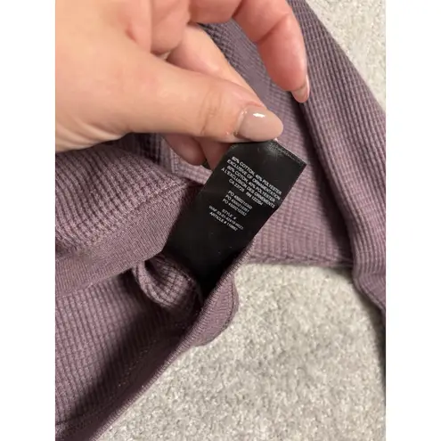 TNA ARITZIA Top S Thermal Waffle Cropped Shrug Crew Long Sleeve Purple