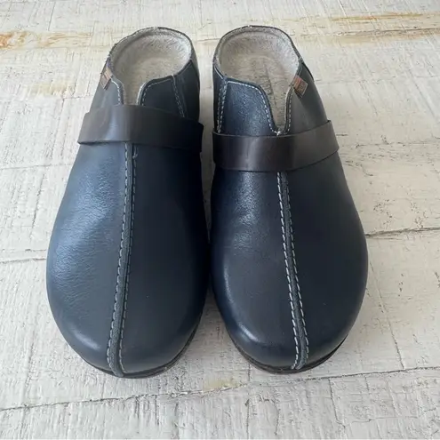 Pikolinos Granada Clogs EU size 37 US 6.5 7 Navy Blue Leather Slip On Mules