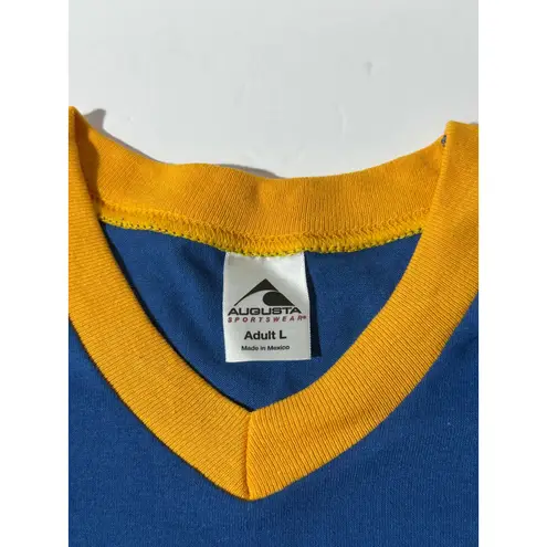 Augusta Sportswear Augusta Blue & Gold Gameday T-Shirt Shake your Pom Poms V-Neck Adult L