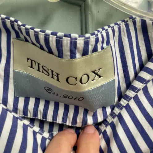 Tish Cox Size XXS Womens Blue Striped Blouse Puff Sleeve Top