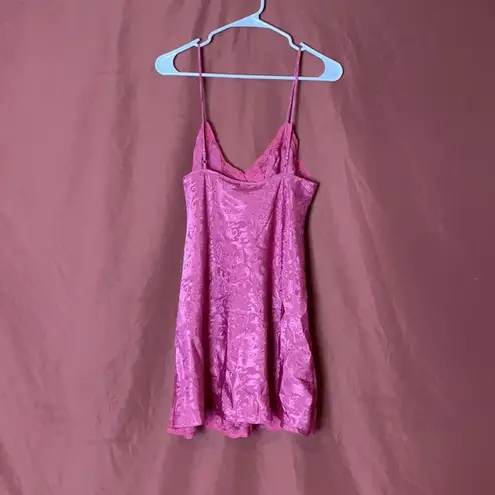 ❤️ VINTAGE PINK DAMASK PRINT SILKY CHEMISE DRESS Size L