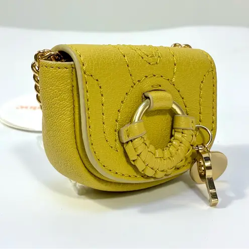See By Chloe Keyring With Leather Pouch Goat Leather Pure Yellow NEW Gift