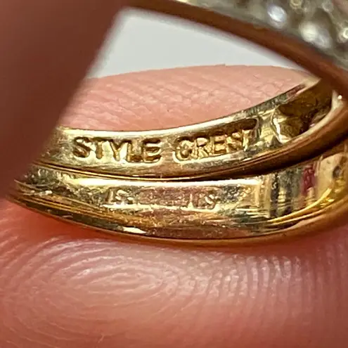 14K Gold Diamond Wedding Ring Set Sz 5 Engagement Band Bridal Stacking Ring