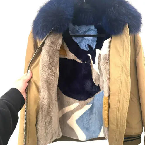 YVES SALOMON ARMY Fox Lined Khaki Parka Green Sz 38 Size M