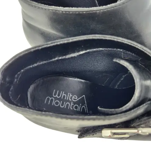 White Mountain Black Leather Buckle Square Toe Ankle Sandra Boots Size 8.5