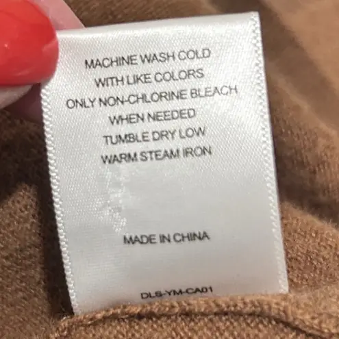 A loves A Womens Cropped Sweater S Camel Merino Cashmere Raw Seams Parisian Chic - Image 7