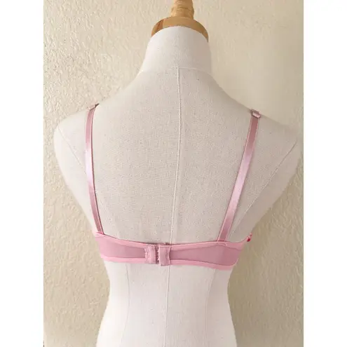 Floral Lace Underwire Bra Medium Sheer Embroidered Dainty Pink