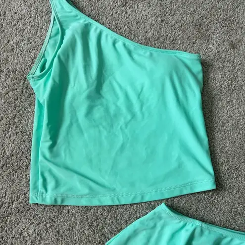 Kortni Jeane bikini solid aqua blue Swim Bottom / top one shoulder‎ size small