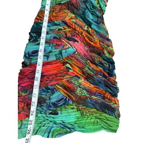 Alberto Makali strapless, ruched, multicolored mini dress, Size 4