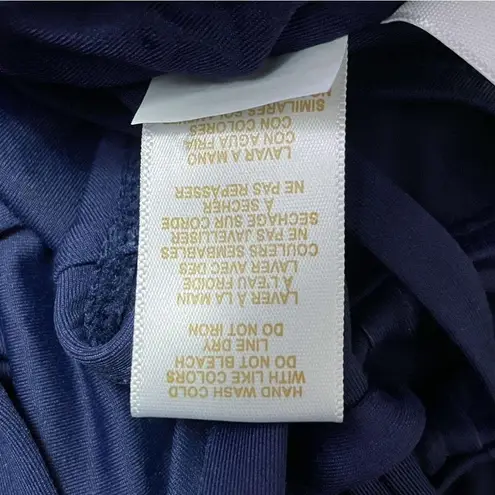 Anne cole NWT Paisley Pom Lace-Up One Piece Swimsuit Navy Blue Multi Size 14