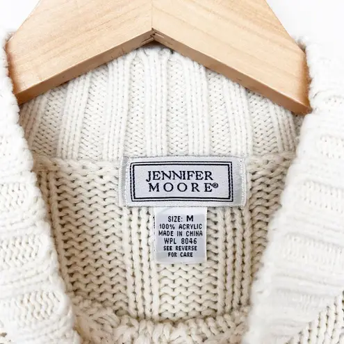 Jennifer Moore Vintage Off White Cable Knit Chunky Sweater Sz M