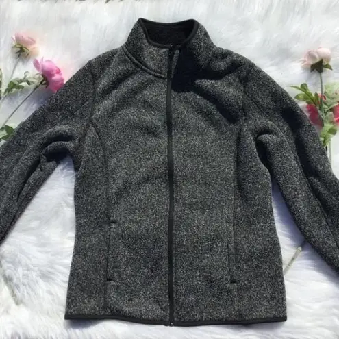 Swiss Tech Fleece Lined Grey Gray Zipper Jacket Black Size M