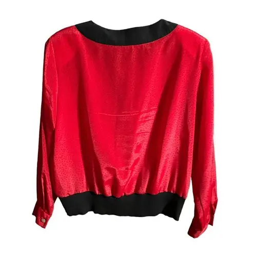 Vintage Andrea Gayle Two Piece Red & Black Dotted Skirt Set Size 16