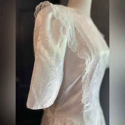 Gunne Sax Vintage Jessica McClintock Peplum Dress Puff Sleeves Shoulder Pads