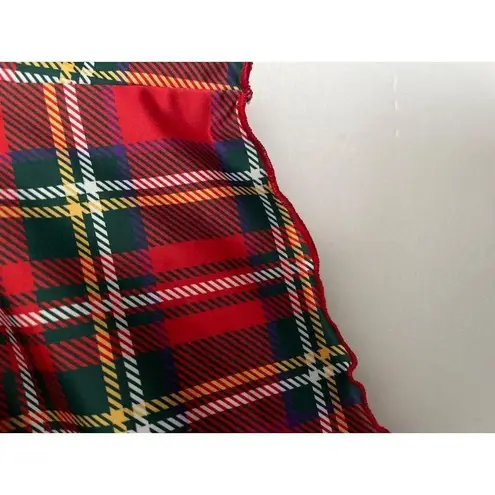 Unbranded red green plaid bow tie front elastic waist sleepwear short shorts Med