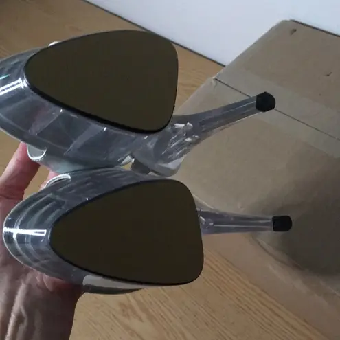 New Womens The Highest Heel Clear Platform Strappy 6” Heels Size 6M Silver