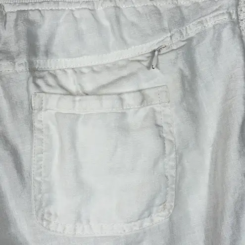Athleta  SZ 2 Linen Creston Shorts Pull-On Pocket Lightweight Elastic Waist White