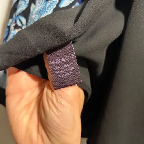 Hale Bob Floral Bird Print Wrap Midi Dress Blue Black Flutter Sleeve M Fairy - Image 4