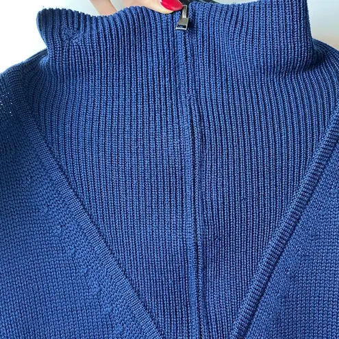 Jil Sander  Navy | Wool Half Zip Knit Sweater in Navy