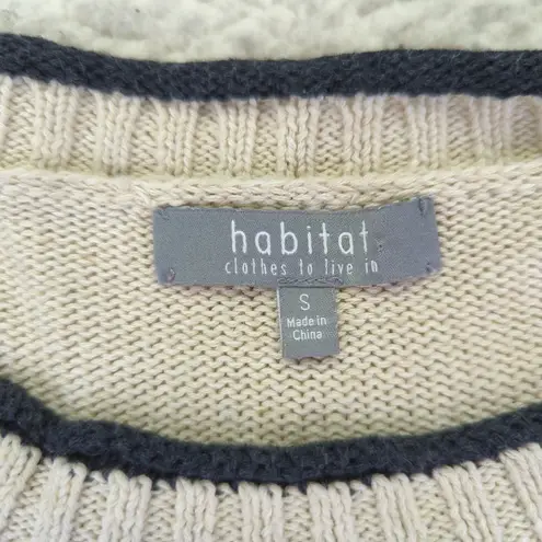 Habitat Womens Sweater Small Beige 100% Cotton Crew Neck Pullover 83021 Natural