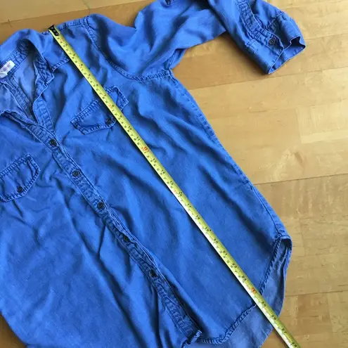 Grand & Greene Flowy, Denim Tencel Button Down Shirt, Light Blue, Size S Blue