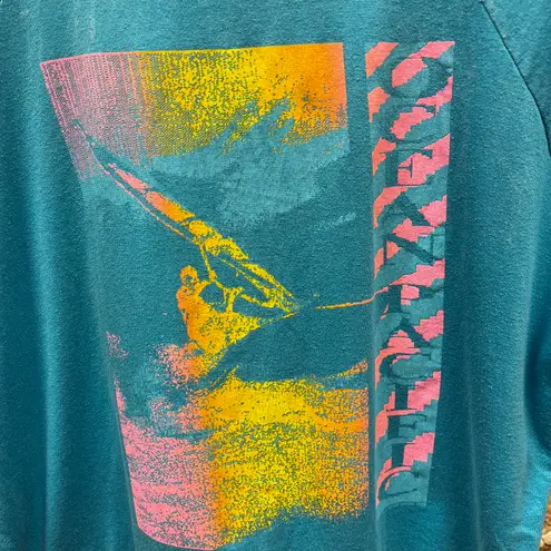 Ocean Pacific Vintage 1980s Teal Blue Boxy Distressed Double Sided T-Shirt XL