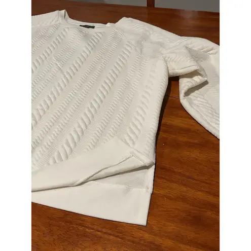 Adrianna Papell  Sweatshirt Sweater Pattern 1X Women's White Top Crewneck Long
