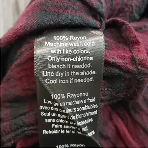 KAVU  Plaid Button-Up Long Dress Long Sleeve Size large Pocket