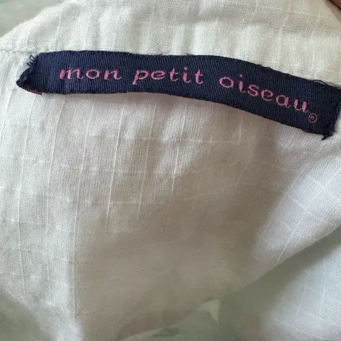 Anthro Mon Petit Oiseau Womens Midi Dress XS Mint Collared Button Front Sheer Blue