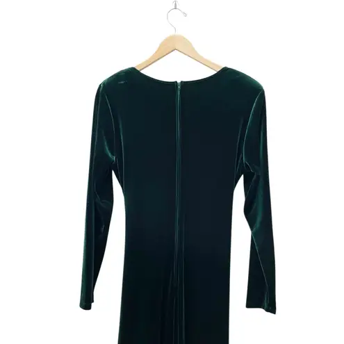 Fiesta Emerald Green Velvet Gown Size XL Long Sleeve Draped Wrap Maxi Dress VTG