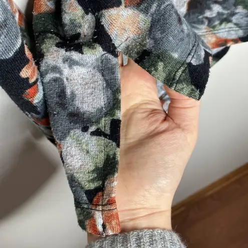 Bobeau soft knit floral print cowl neck sweatshirt with velour drawstrings sz S