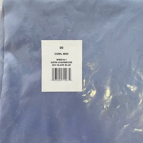 We Wore What New Cowl Neck Satin Slip Midi Dress Slate Blue Size 00