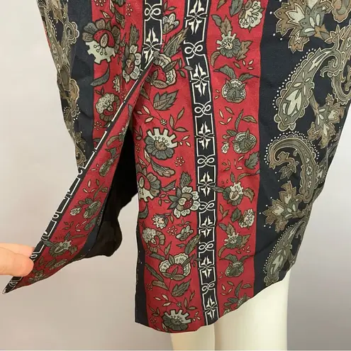 Vintage Dress 80s Pencil Petal Hip Skirt Layer Striped Floral Women Retro Black Red