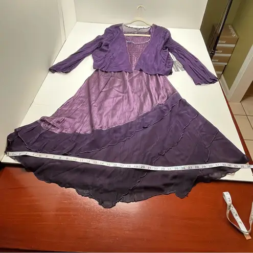 Komarov Ombré Tiered Hem Cocktail Dress & Chiffon Jacket Purple Womens XL NEW Purple