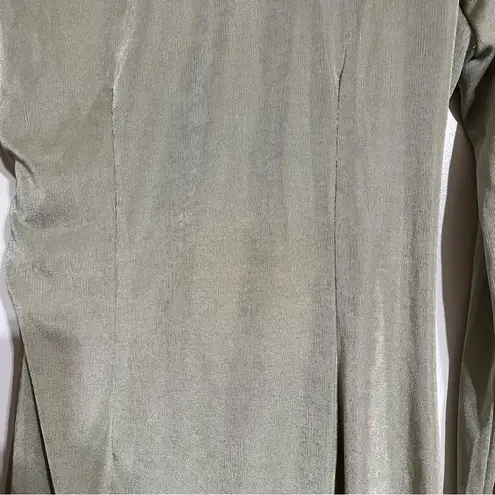 Forever 21 Women’s  Metallic Green Gray Ribbed Collared Wrap Dress Size Large