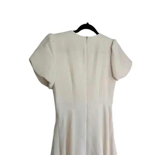 Gal Meets Glam  Krista Fit & Flare Dress Women's 4 Cream Crepe Puff Sleeve NWT