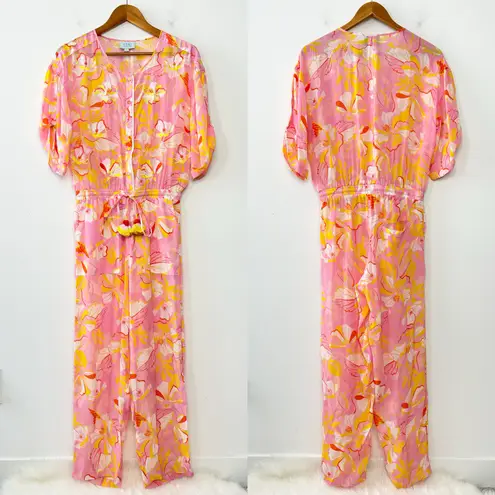 TAJ SABRINA CRIPPA Jumpsuit Womens Size XS Resortwear Luxury Vacation Beach Trip Pink