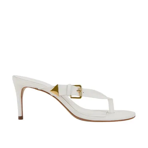 Schutz Ethel Sandals in White Leather 7.5 Womens High Heels Slides Thong